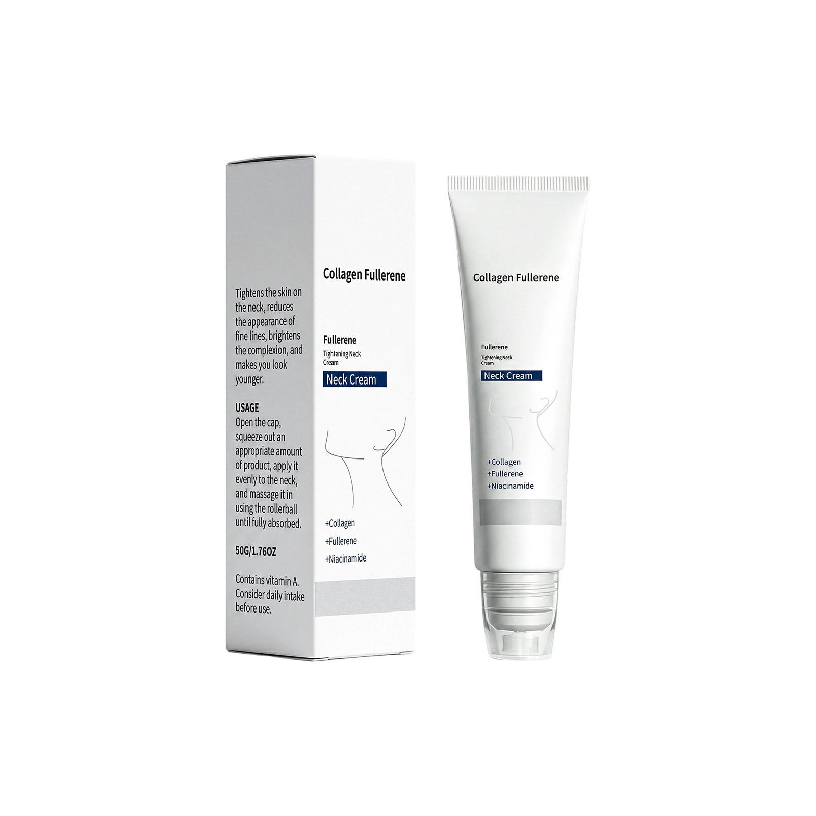 Collagen Fullerene Neck Cream Tightening Neck Skin Wrinkle Reduction Formula with Fullerene and Niacinamide for Neck Firming and Smoothing Skin One Size