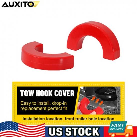Set of 2 Red Tow Eye Hook Covers for Front Bumper Chevy Silverado 1500 2007-2024