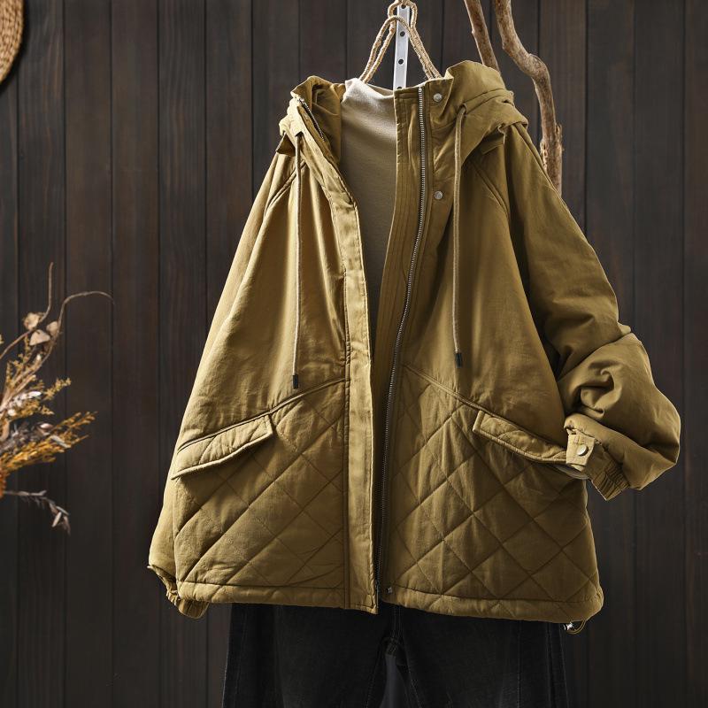 Plus Size Winter Quilted Hooded Jacket - Warm, Stylish, Loose Fit