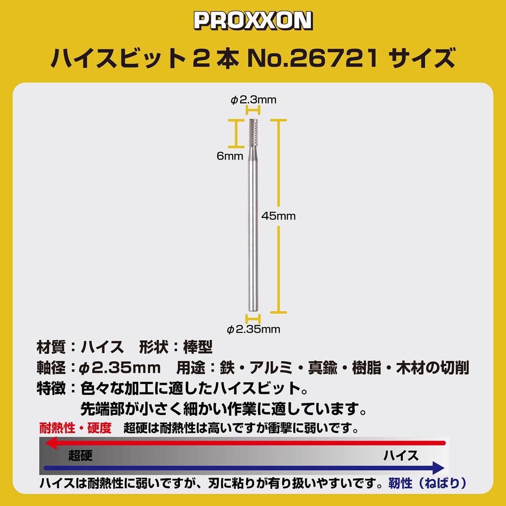 PROXXON 2 High Speed Bits [rod Type 2.3mm Shaft Diameter