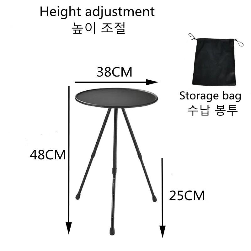 

Стол для кемпинга на открытом воздухе с регулируемыми ножками для пикника, тренога для кемпинга в помещении и на открытом воздухе, портативный стол, сверхлегкий круглый стол чёрный