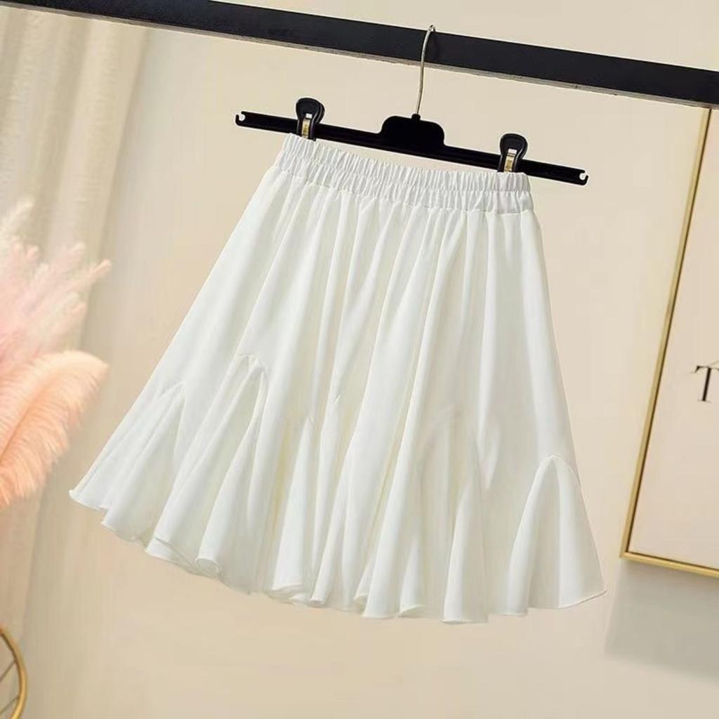 Fishtail Pleated Half-body Skirt Spring And Summer High-waisted Thin Short Skirt Small People Versatile A-line Skirt Fluffys Skirt