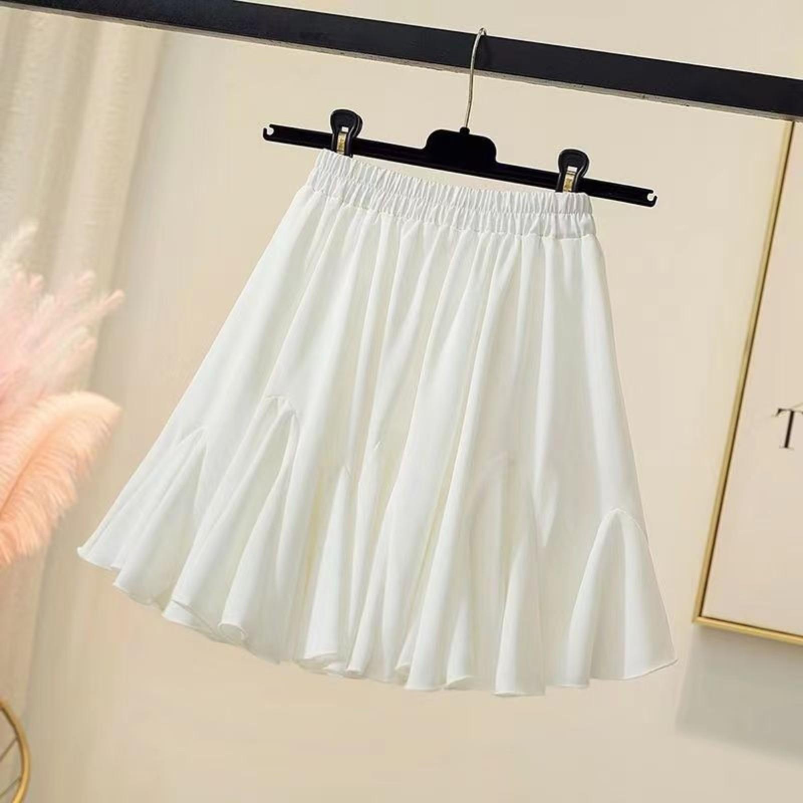 

Fishtail Pleated Half-body Skirt Spring And Summer High-waisted Thin Short Skirt Small People Versatile A-line Skirt Fluffys Skirt M