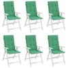 Garden Chair Cushions for High Back Chairs 6 Pcs Green 120 X 50 X 3 Cm Fabric