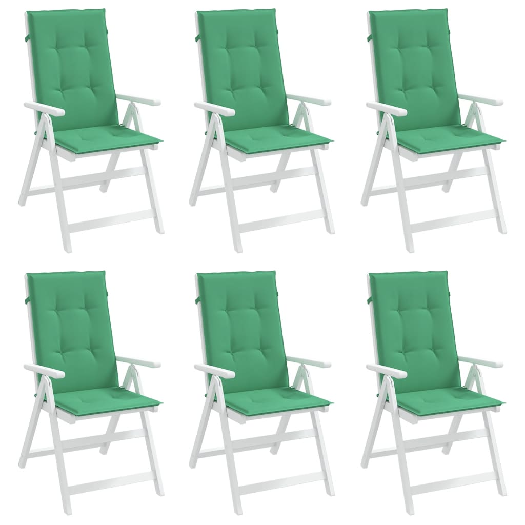 Garden Chair Cushions for High Back Chairs 6 Pcs Green 120 X 50 X 3 Cm Fabric