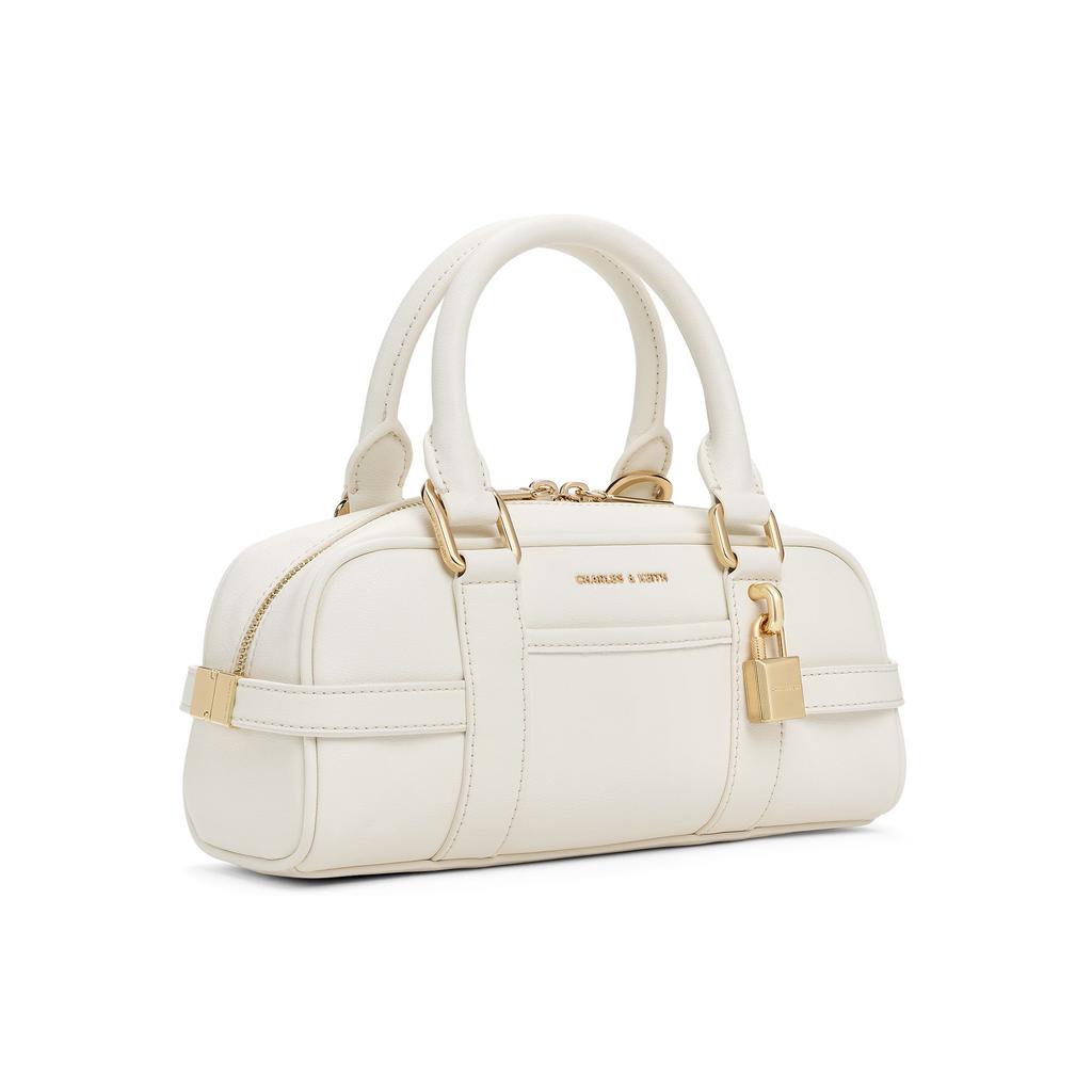 Charles & Keith Small CK 26 Spring Vintage Boston Bag Women Handbag Chocolate Cream CK2-30782785