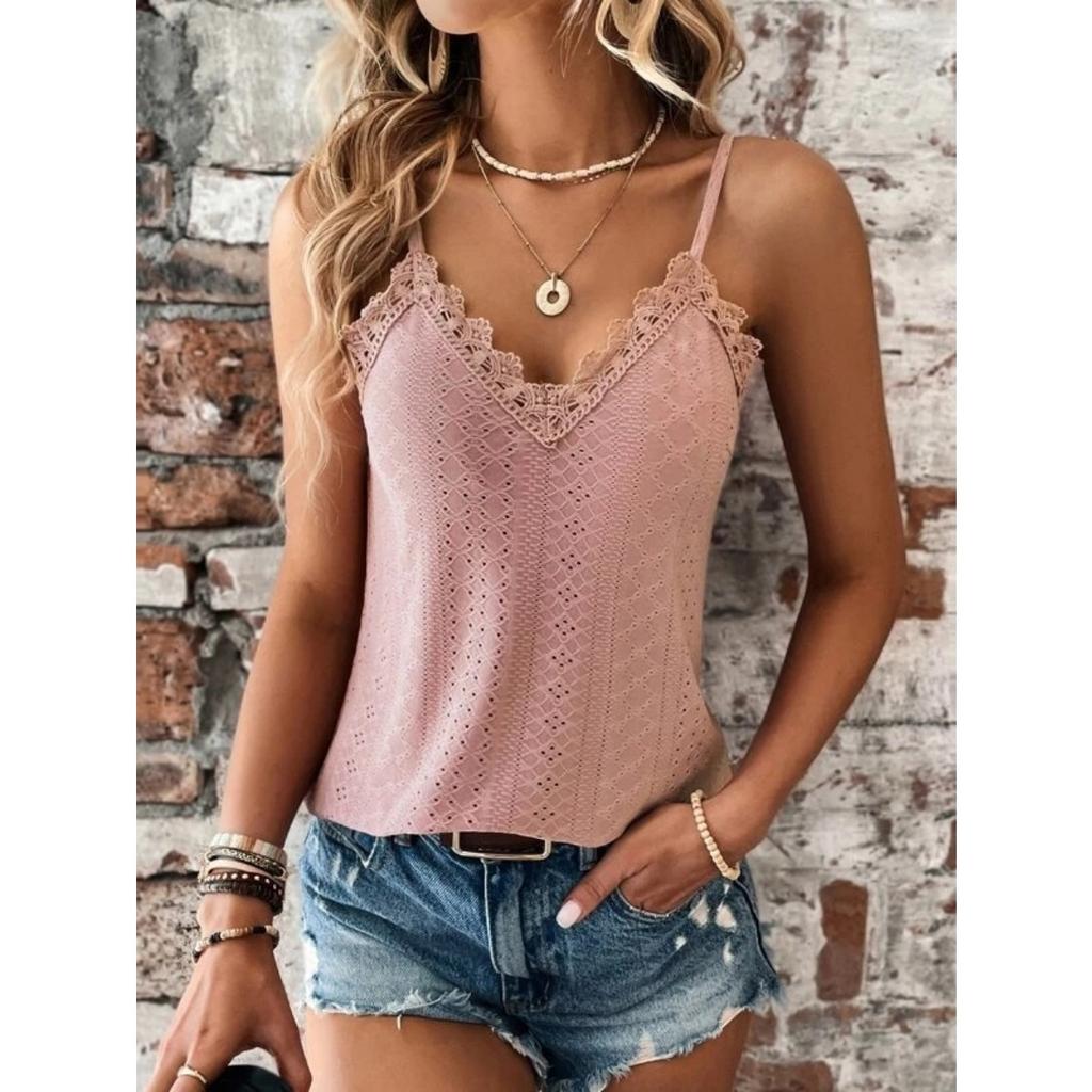 Letní nový dámský krajkový top s V-výstřihem