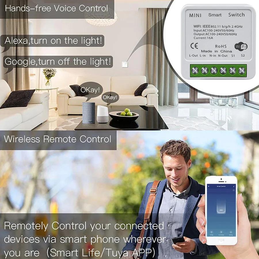 16A 20A Tuya Smart WiFi Switch Breaker RF433Mhz Relay Module 2-way Control Smart Life App Remote Alexa Google Home Voice Control