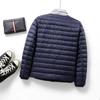 Lightweight Men's Plus Size Down Jacket, Round Neck, Ultra-Thin, No Collar, for Middle-Aged and Elderly.
