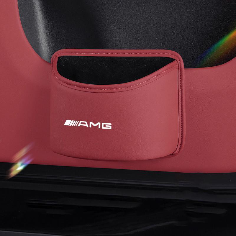 ZGAP4 Leather Car Door Trash Bin Hanging Garbage Storage Barrel For Benz AMG A C E S G Class W201 W210 W108 W204 W205 W203 Accessories