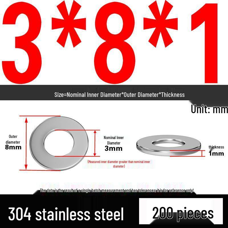 Thickened 304 Stainless Steel Flat Washer Spacer (M2-M36)