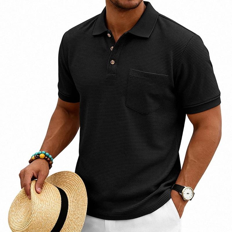 PEYWOW Men's Fashion POLO Neck Summer Spring Short Sleeve Casual Blouses & Shirts