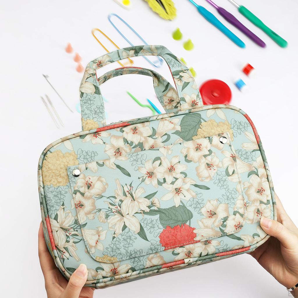 Custodia Organizer Per Ferri E Uncinetti – Borsa Portatile Con Cerniera E Tasche Trasparenti Per Accessori Da Maglia E Uncinetto