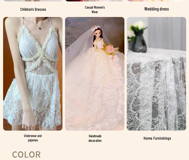 New Style Floral Needle-Punched Elastic Lace Fabric for Fashionable Women's Wedding Dresses & Evening Gowns