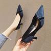 66620 New Fashion 2026 Spring and Summer High Heels Slim Heel Pointed Head Shallow Mouth Suede Girl Style Women's Single Shoes