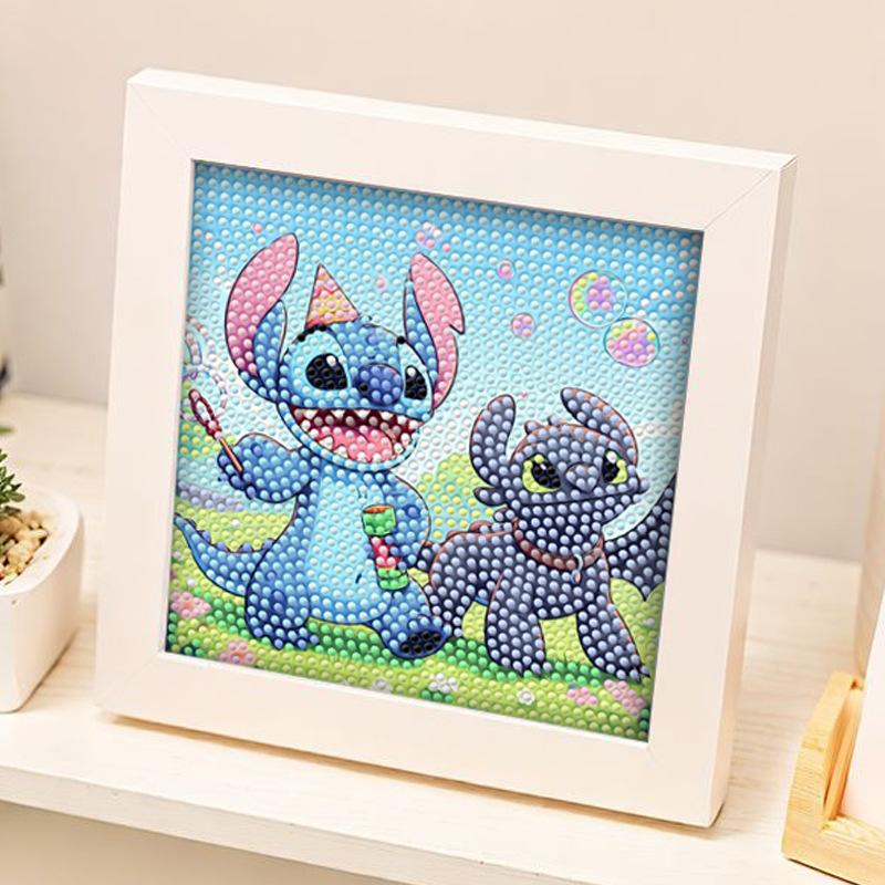 Stitch Bright Diamond Children Diy Handmade Full Diamond Sticker With Frame Children'S Point Diamond Painting Gift Cross-Border