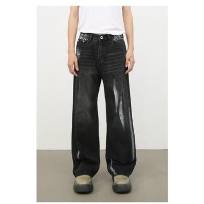 Vintage Brushed Color Wide-leg Jeans Men's High Street Old-fashioned Loose Straight Pants Straight Loose Jeans for Men Fashionable and Comfortable