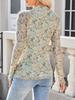 Turtleneck Long Sleeve Lace Floral Mesh Undershirt Top Women's