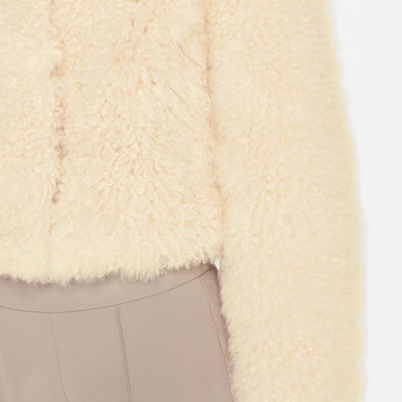 JNBY 2024 Autumn Collarless Long Sleeve Faux Leather Jacket 5O9A12290