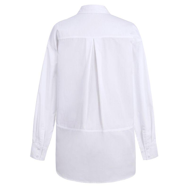 

Fashion Loose Early Spring New Slim Looking Top White Shirt Loose Mid Length Long Length white shirt Beaver XL