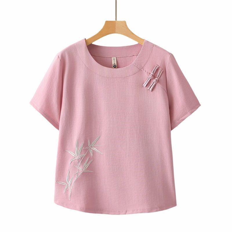 Mom's Summer Casual Chinese-Style Short Sleeve Outfit - 2026 Middle-Aged & Elderly Women's Wear