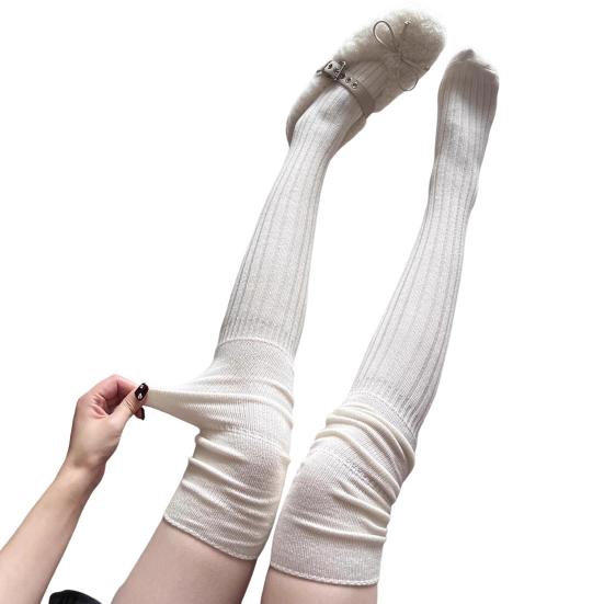 Over The Knee Boot Stocking for Women Slouch Top Thick Cotton Knit Thigh High Socks Winter Autumn Leg Warmers