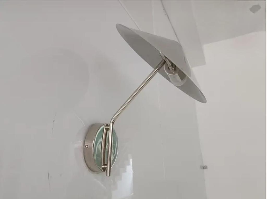 Polished Chrome Wall Light Fixture, Minimalist Vanity or Bedroom Lighting Sconce