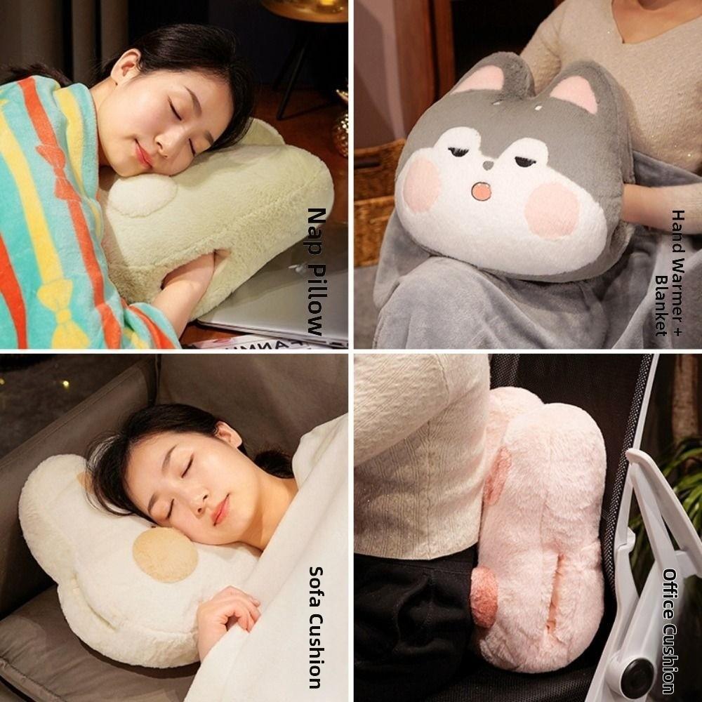 Thickened Cartoon Animal Pillow Hand Insertion Type Nap Pillow Throw Pillow Blanket Summer Winter