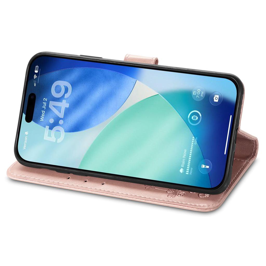 For iPhone 17 Pro Leather Case Four-Leaf Clover Wallet Phone Cover