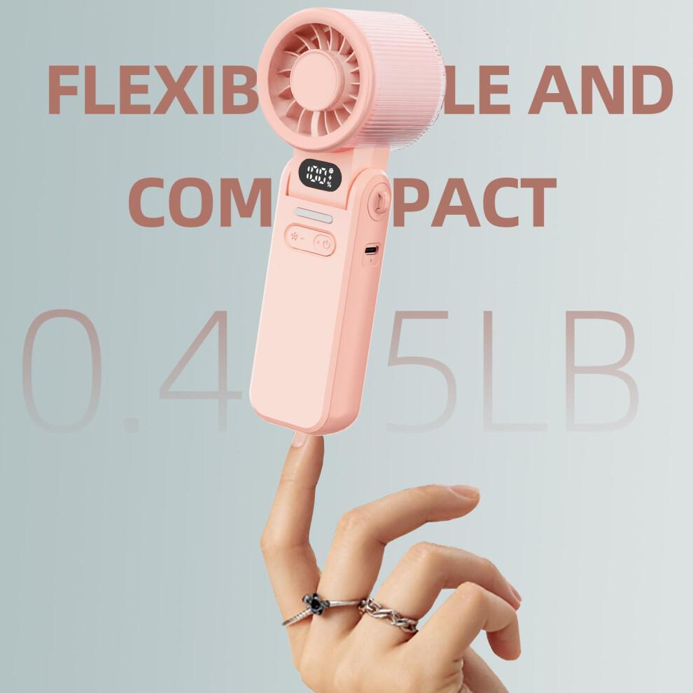 Handheld Fan, Portable Mini Fan with 15H Battery Life, 5 Speeds Led Display Quiet Personal Fans, Rechargeable Small Desk Fan with USB-C, Folding Pocke