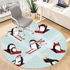 1PC Penguin Winter Office Round Area Rug, Mat Suitable For Office, Under Office Chairs Bedroom Living Room Home Decor, Room Deco