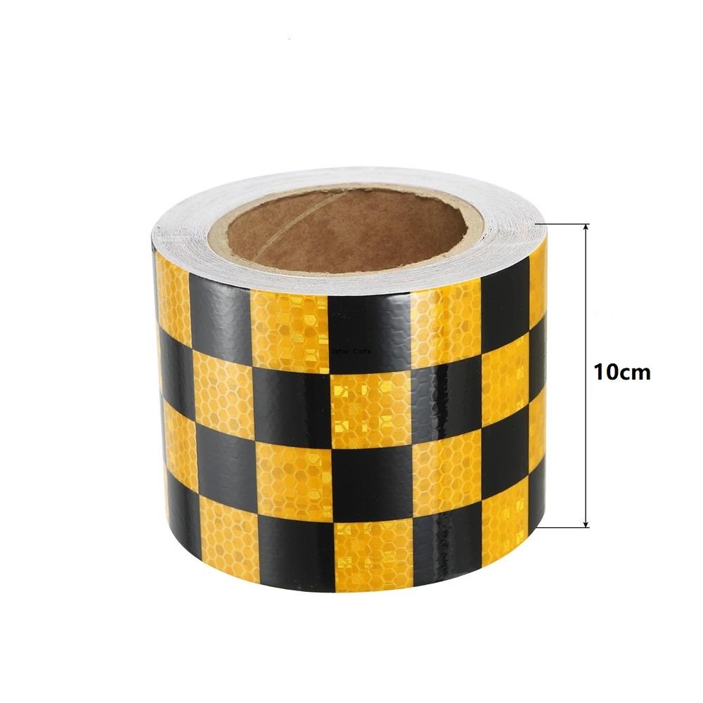 10CM*5M Waterproof Reflective Stickers Yellow-Black Self-Adhesive High Visibility Caution Warning Safety Tape For Car Motorcycle
