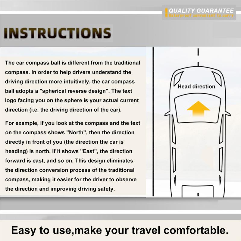 Outdoor Adjustable Navigation Dashboard Compass Level For Car Auto Cycling Hiking Direction Pointing Guide Ball Shaped Compass