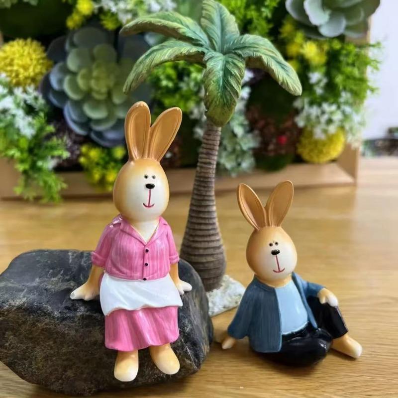 Couple-shaped Bread Rabbit Home Furniture Table Garden Balcony Decoration Flower Pot Rockery Miniature Landscape Landscaping