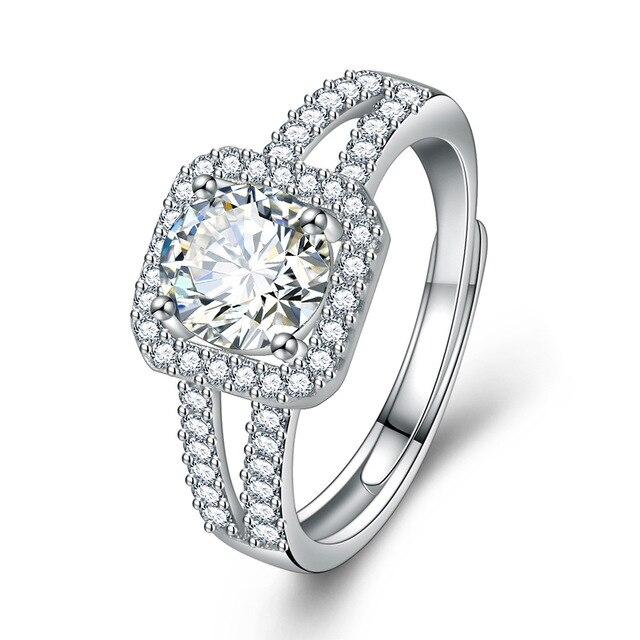 ANENJERY Anello nuziale rotondo a forma di cuore con zirconi da un carato scintillante per donna, anello aperto classico e delicato bague anillo