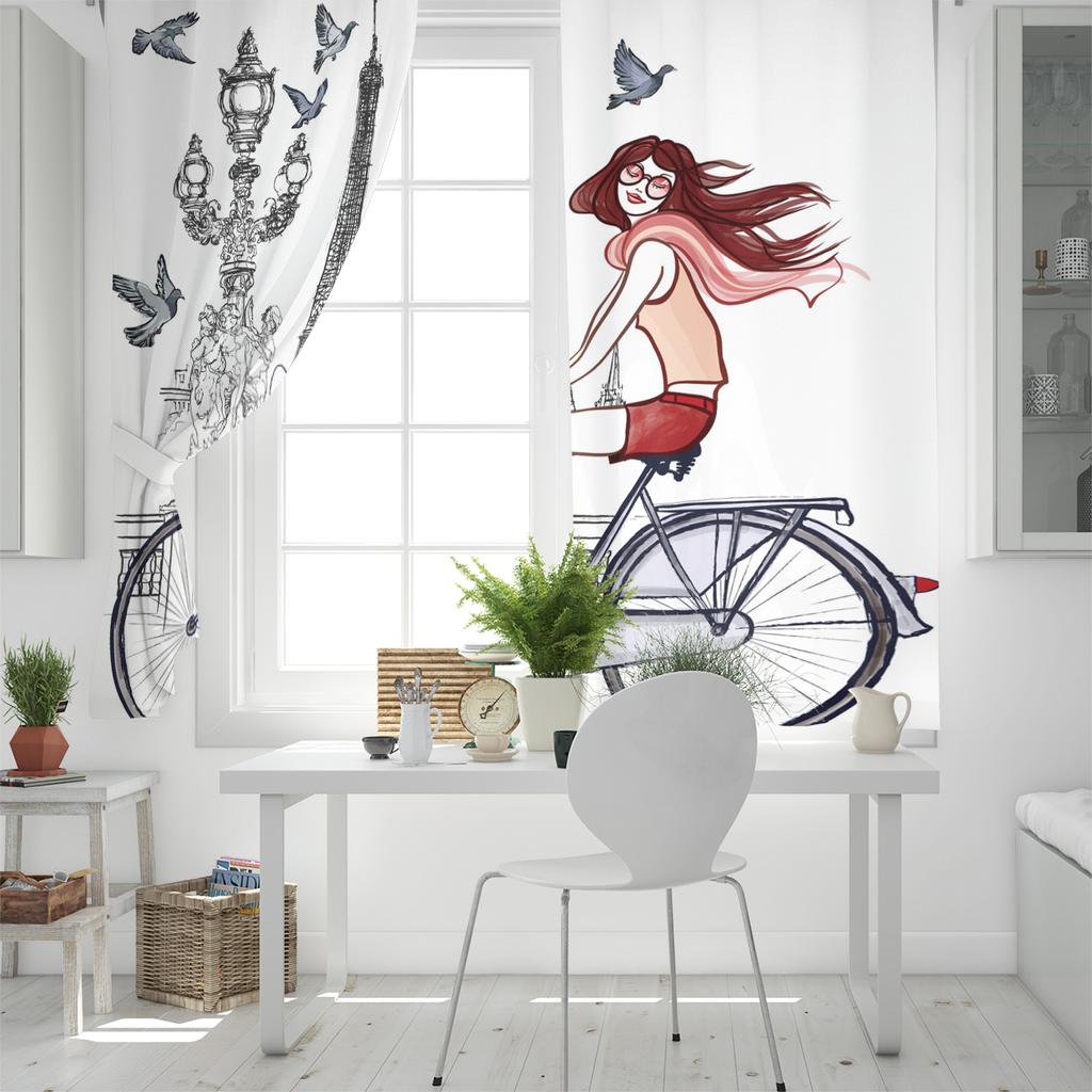 Paris Girl Love Landmark French Tower Window Curtains Curtains for Living Room Decorative Items Living Room