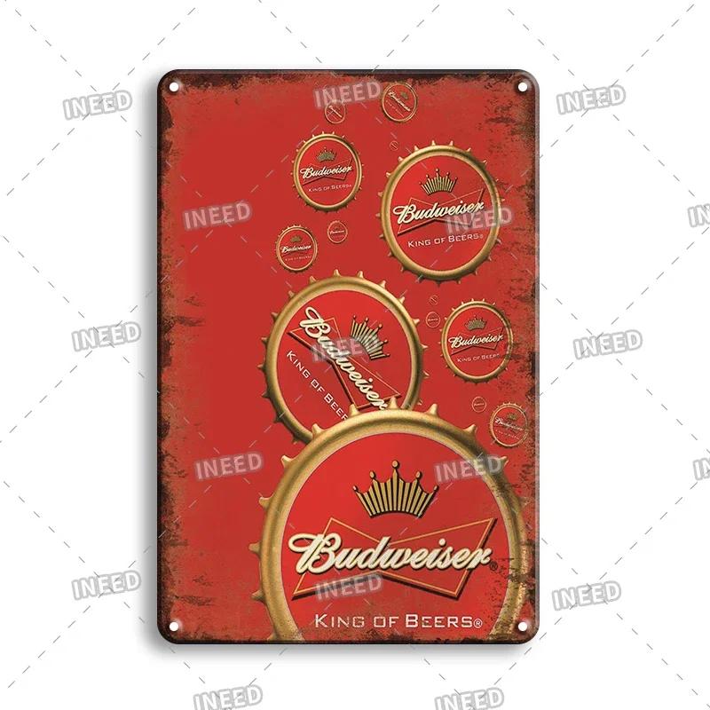 Original Budweiser Bier-Blechschild, lustige Metallplakate, Retro-Wandschild, Vintage-Schild für Bar-Club-Wanddekoration