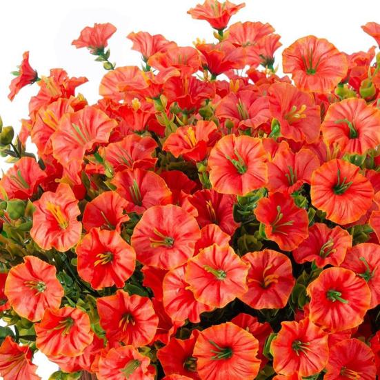 Künstliche Prunkwinde mit Eukalyptusblättern UV-beständig Realistische gefälschte Seidenblume Hochzeitsfeier Innen Außen Faux Blüte Dekoration