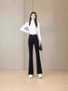 Women's High-Waist Velvet-Lined Denim Flare Pants: Slimming, Elastic, and Warm Nine-Point Style