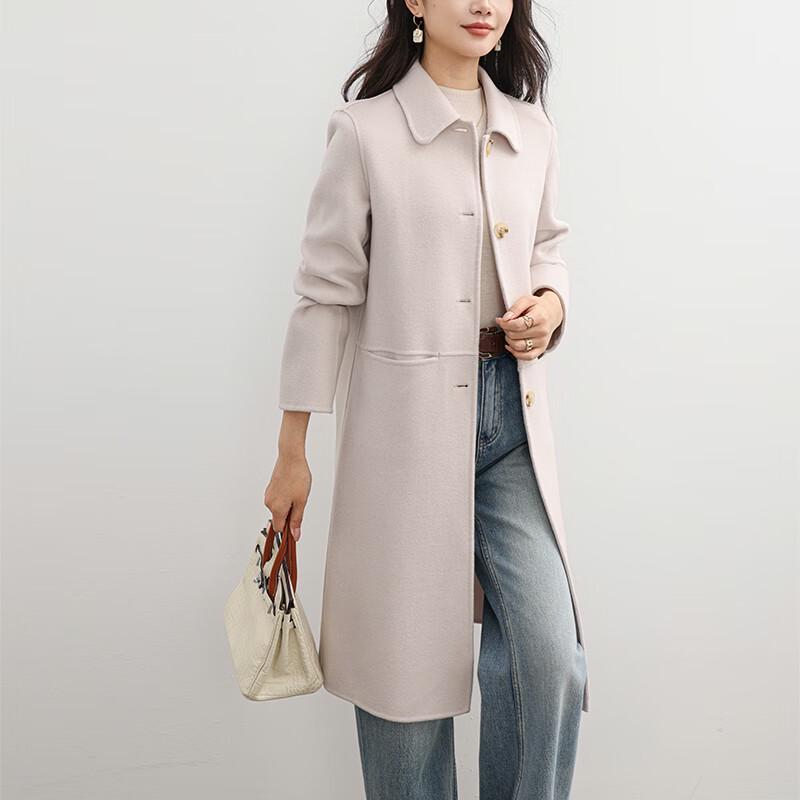 Fanzhen 100% Wool Mid-length Double-sided Wool Coat for Women