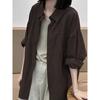 Französisch Retro Kaffee Farbe Langarmshirt Damen Hochwertiges Temperament Herbst Koreanisch Lässig Faules Blusenjacke