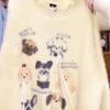Damen Cartoon Hund Jacquard Pullover Koreanisch Niedlich Unregelmäßiger Saum Einfarbig Gestricktes Shirt Herbst Vielseitige Damenoberteile