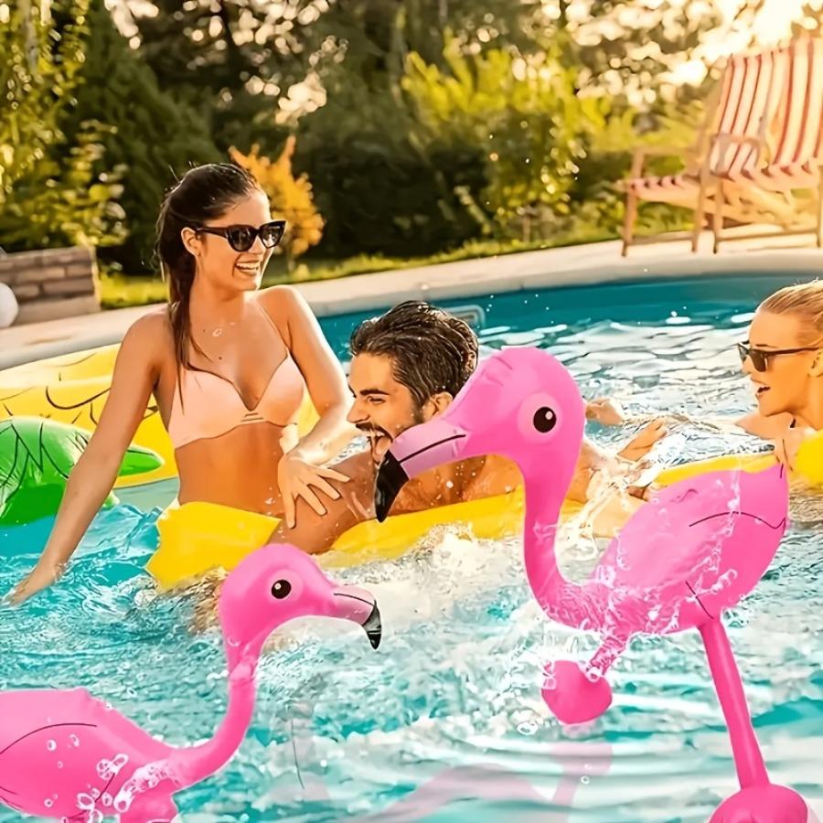 5pcs Inflatable Pink Flamingo Decorations PVC Tropical Party Accessories Swimming Pool Outdoor Activities Party Toys Props