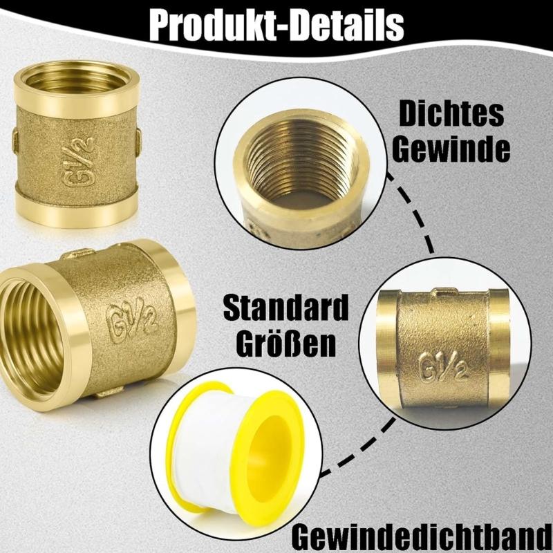 Pack of 2 High Temperature Resistant Copper Sleeve Adapters Fitting 20mm Threaded Connectors for Copper Pipe Joints