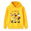 Kids Boys Girls Christmas Cat Cartoon Print Hoodie, Casual Long Sleeve Pullover Sweatshirt for Holiday Daily Wear