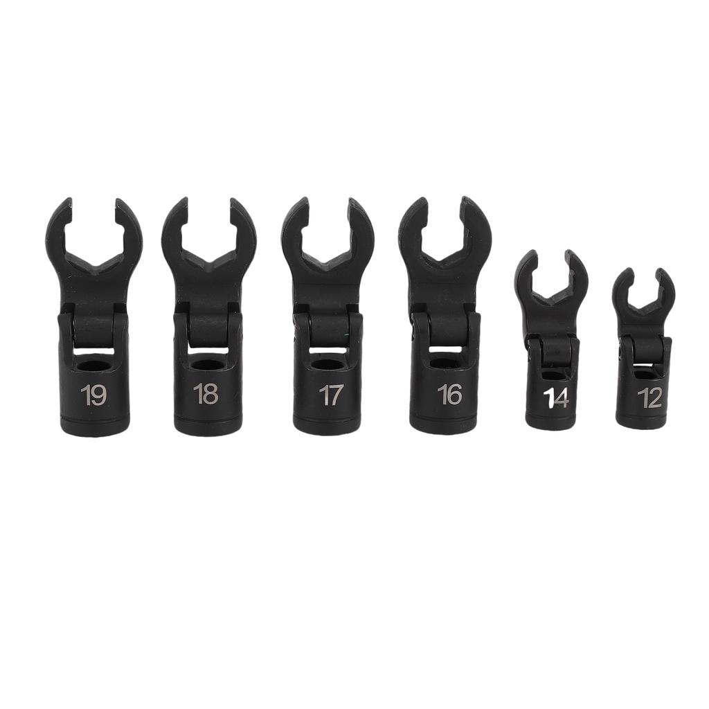 6PCS Crows Foot Wrenches 1 2 3 8 Inch Drive 6 Point Socket 180 Degree Flexible Head Fuel Line Wrench Set 12mm 14mm 16mm