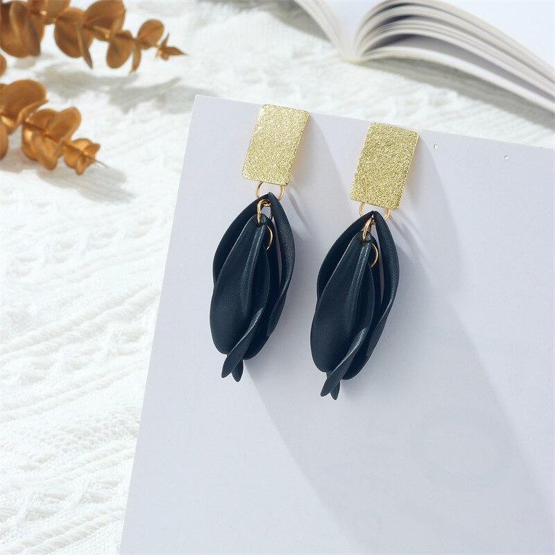 Pinkdudu Fashion 7 Color Tassel Petal Drop Earrings Creative Sweet Enamel Flower Metal Earring for Women Jewelry Gifts PD1549