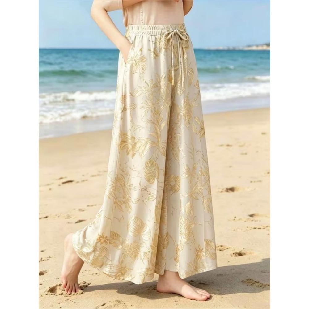 2026 Summer Fashionable New Fun Bohemian Colorful Flower Style 3D Printed Loose Street Sports and Leisure Pants Large Size