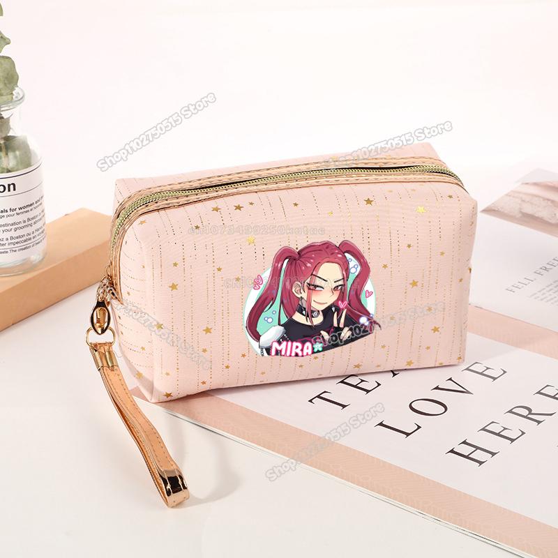 Borsa per Cosmetici Demon Hunters KPop Rumi Mira Zoey Borsa Clutch per Trucco da Ragazza Organizzatori per Pennelli da Trucco da Viaggio da Donna Necessaire