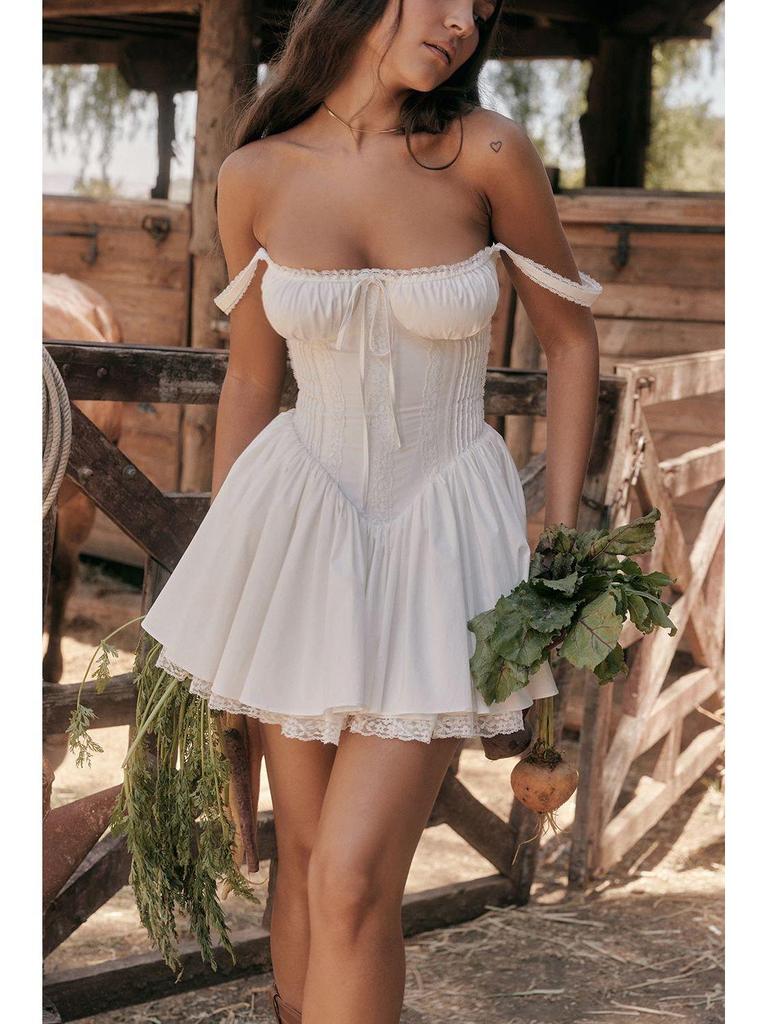 Summer Women's Sexy Lace-Up Miniskirt Dress with European and American Style